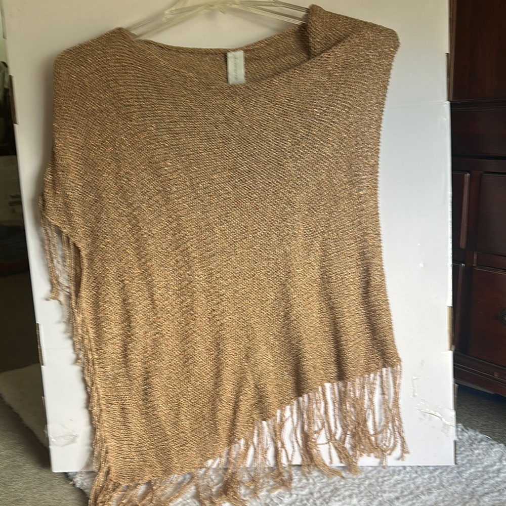 Liz Claiborne Asymmetrical Tan Gold Tunic